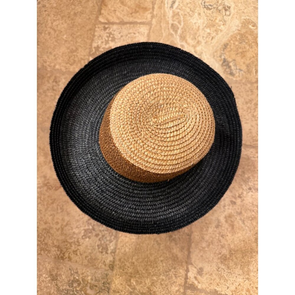 LOT of 2 - 2-Two Tone Straw Beach Hat Set SUPER CUTE
